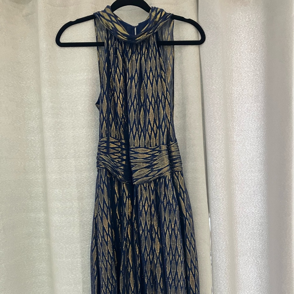 Halston Heritage Scarf Neck Short Dress Saphire